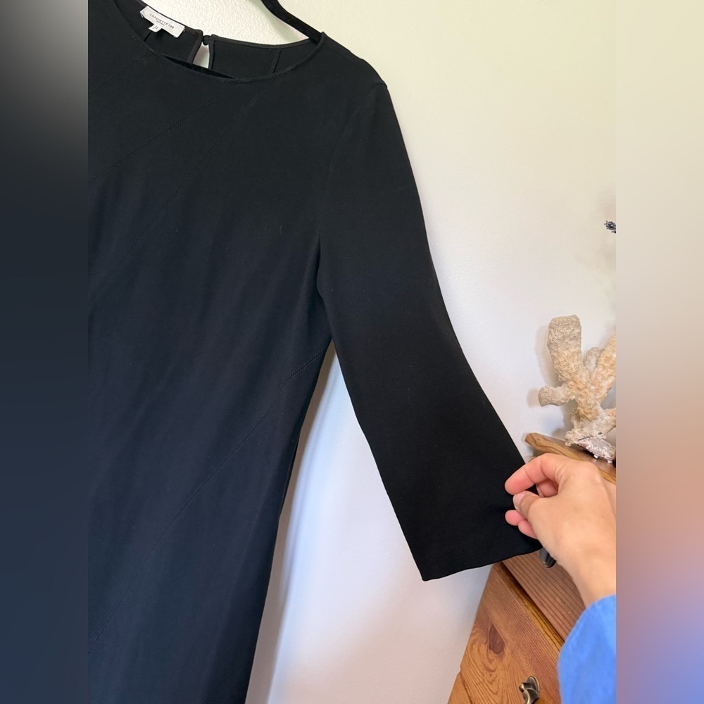 Lafayette 148 New York crepe 3/4 sleeve knee length Elegant Black A-Line Dress - Picture 4 of 16